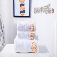 Hotel towel / Soft satin border bleach white crown cotton bath towel sets